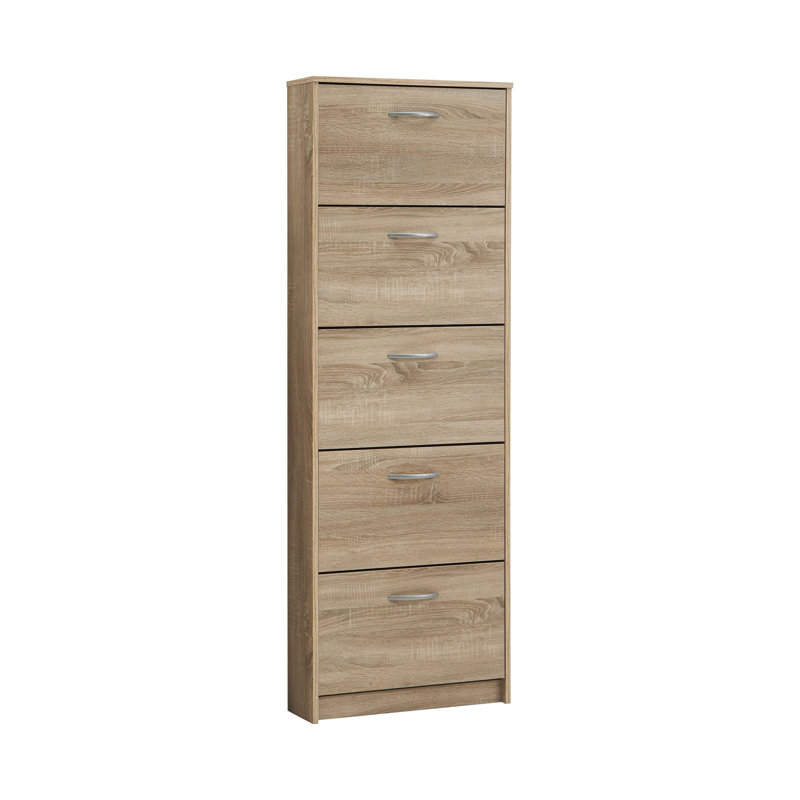 Aiello 10 Pair Flip Down Shoe Storage, Oak