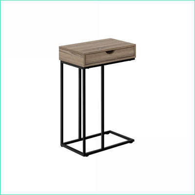 Table basse moderne et compacte avec tiroir de rangement, stratifié brun et amp; Métal noir pour le salon