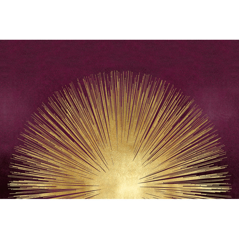 Sunburst Rising On Burgundy 1 Piece Wrapped Canvas Wall Art, 30cm H x 46cm W