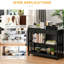 Console de couloir console noire avec tiroir extra large et 2 tablettes ouvertes, conception en lattes de bois pour une table de rangement supplémentaire, rangement noir, tiroir, tablettes