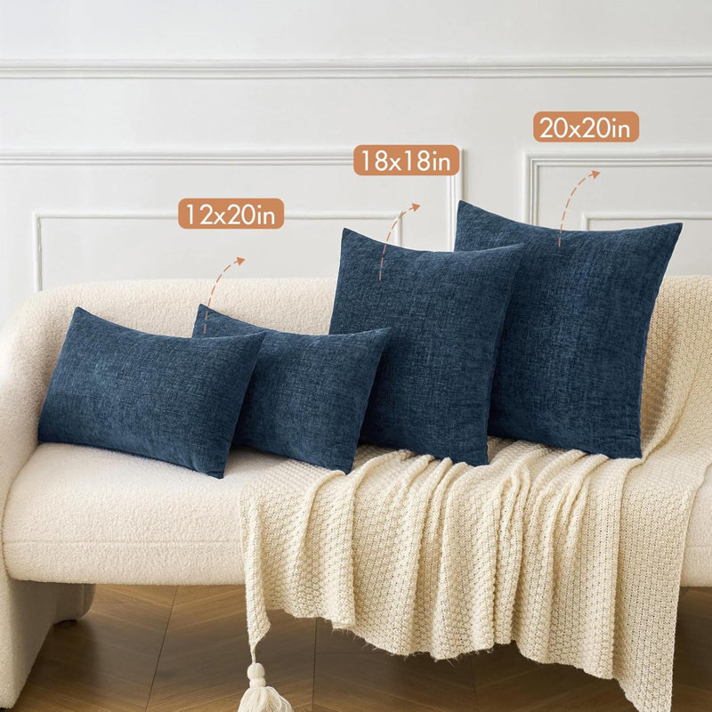 Paquet de 2 housses de coussins décoratifs en chenille pour canapés de salon