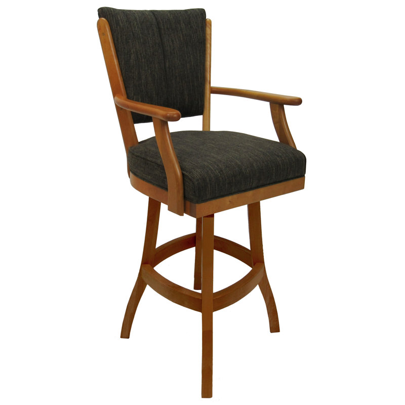 Sanora Brown & Honey 26'' Swivel Solid Wood Counter Stool with Upholstered Seat