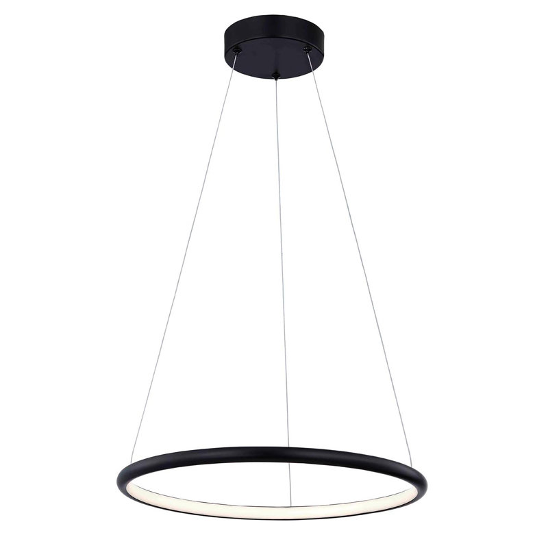 1 - Light Matte Black LED Pendant, 0.75" H x 17" W x 17" D