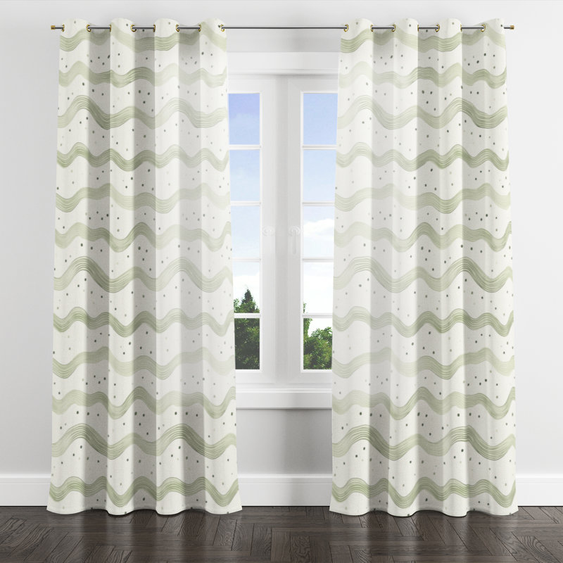 Panneaux de rideau Modern - Pois Azurah, Œillets dorés, L 52 po x L 84 po