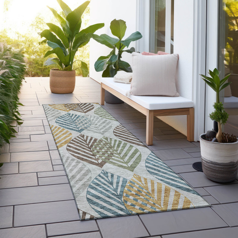 Tapis d'intérieur / extérieur antidérapant Neysa, Runner 2'3" x 7'6"