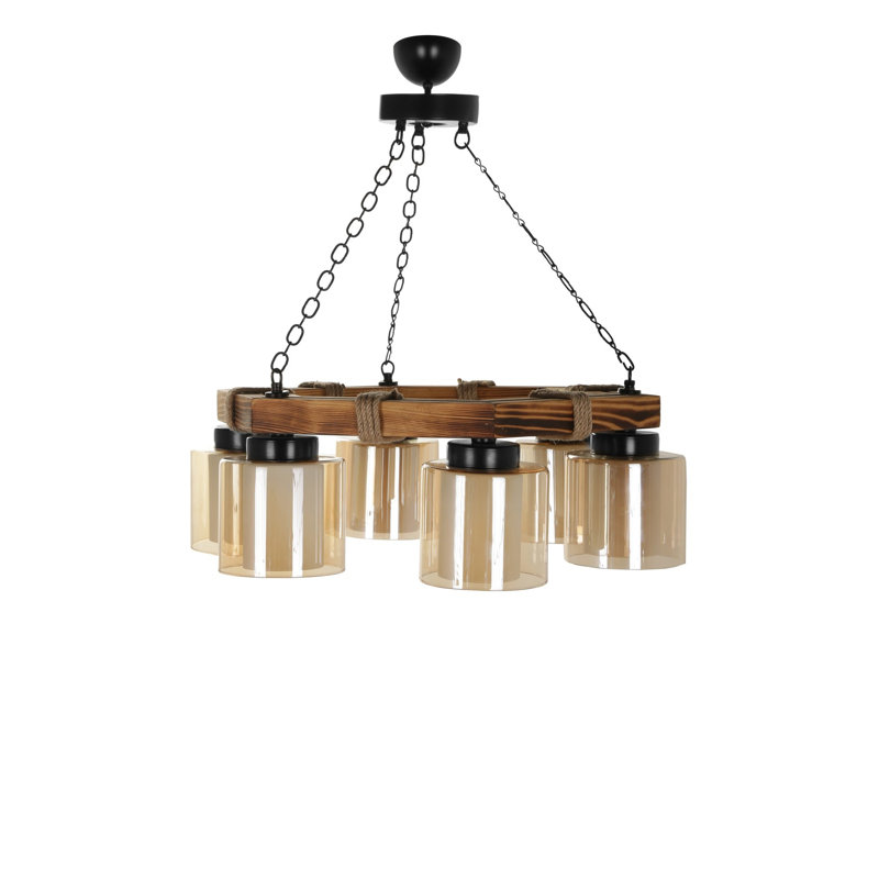 Lustre carré à 6 lumières Bee, Brun