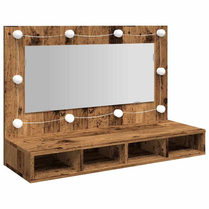 Maahi Mirror Cabinet with LED, 62cm H x 90cm W x 31.5cm D, Sonoma Oak