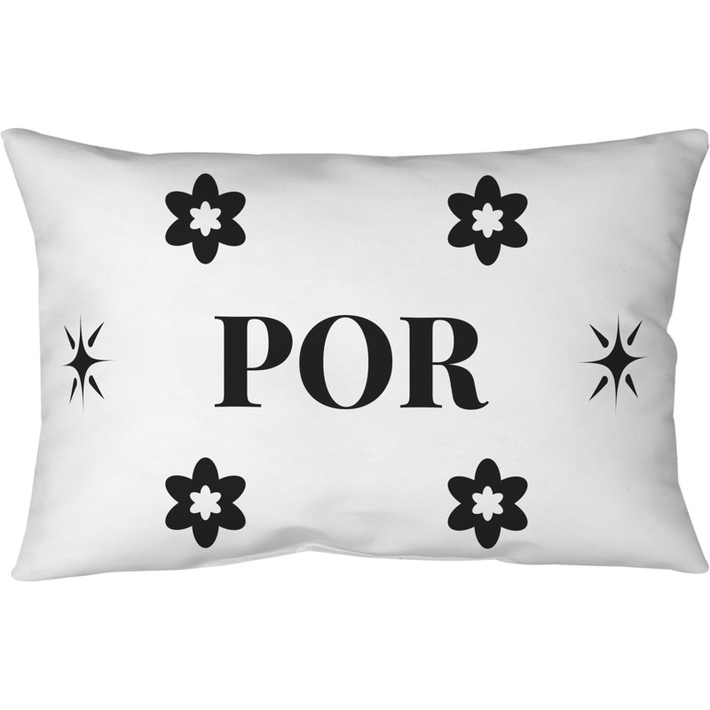 Coussin tissé et fermé Portland, Blanc/Noir