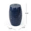 Table d'appoint extérieure bleue en métal, en forme de tonneau avec découpes en dentelle-721626117