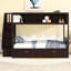 Lit superposé simple au-dessus d'un lit double, avec tablettes, escalier de rangement et 2 tiroirs - atmosphère douillette et espace de sommeil confortable-1586623558