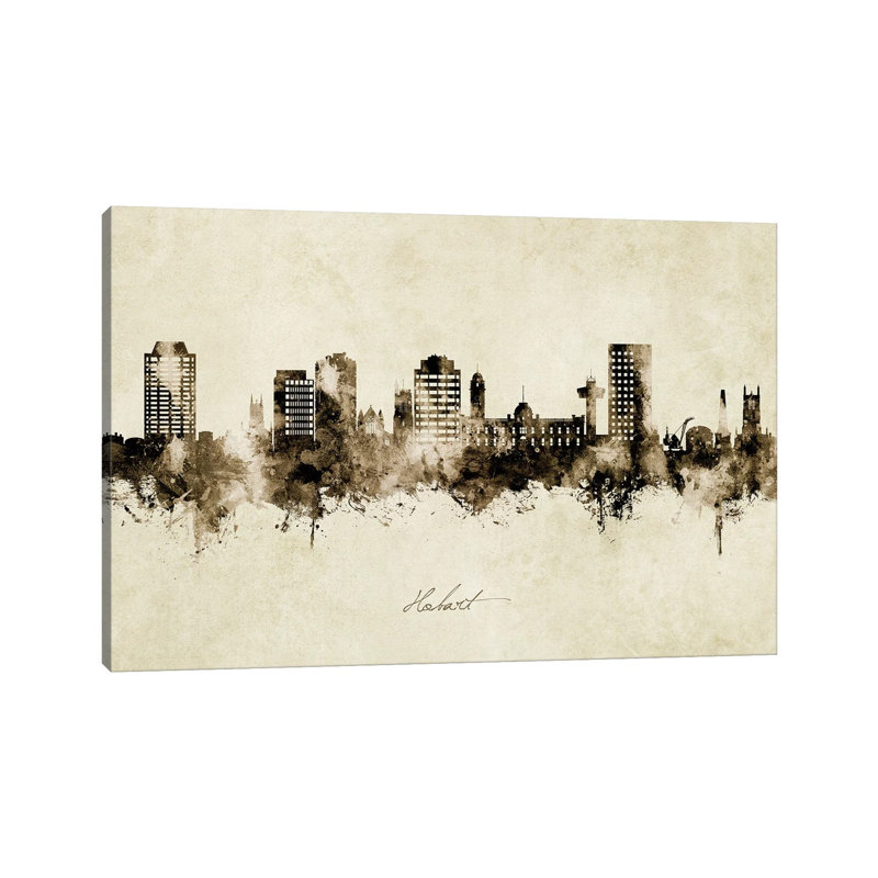 Hobart Australia Skyline Vintage by Michael Tompsett - Wrapped Canvas Gallery-Wrapped Canvas Giclée