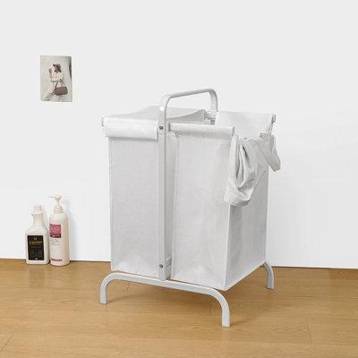 Large Capacity 110L Laundry Hamper, 2 White Cloth Basket With Lid And Sorting Cards For Clothes & Storage Bin Hamper Lid, Storage,