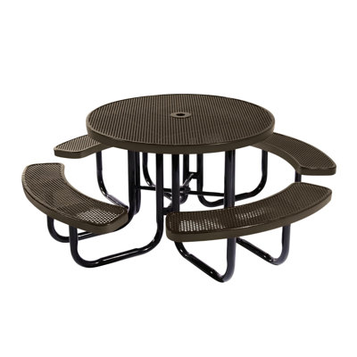 Table de pique-nique ronde de 117 cm (46 po), couleur bourgogne texturé