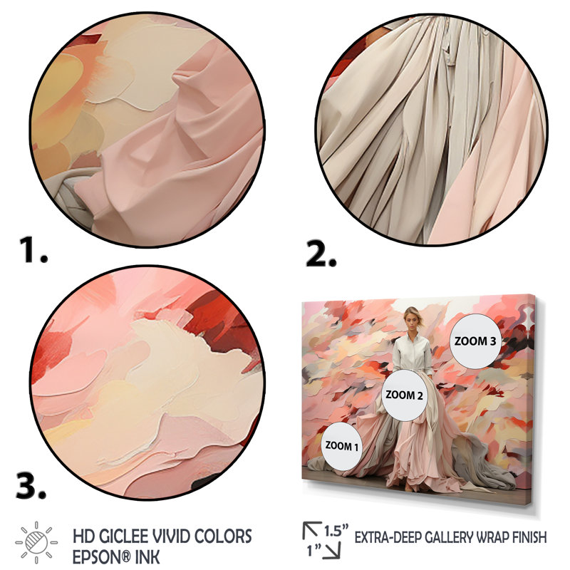 Rose et blanc haute couture, art mural Dior, Cadre d'angle fermé noir, H 30 po x l 40 po x P 1,5 po