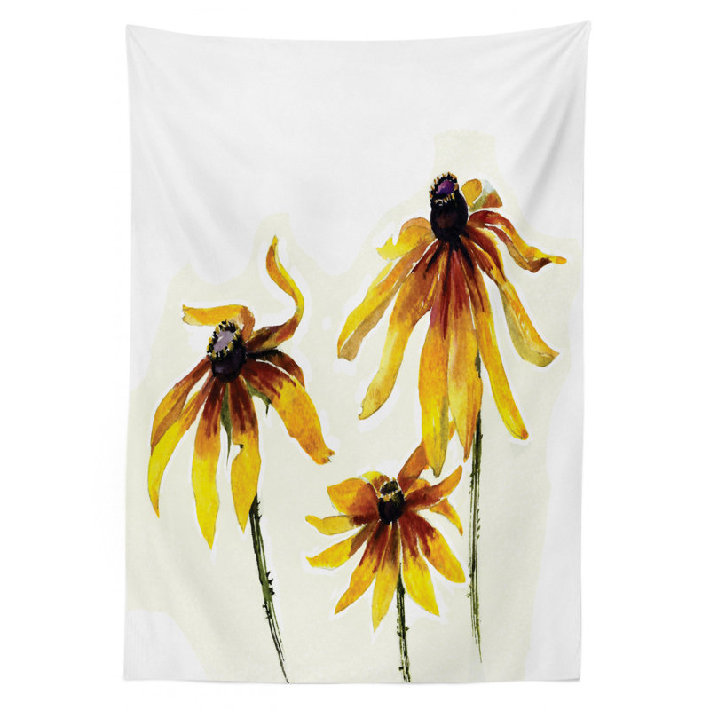 Watercolor Flower Tablecloth, 70" L x 52" W