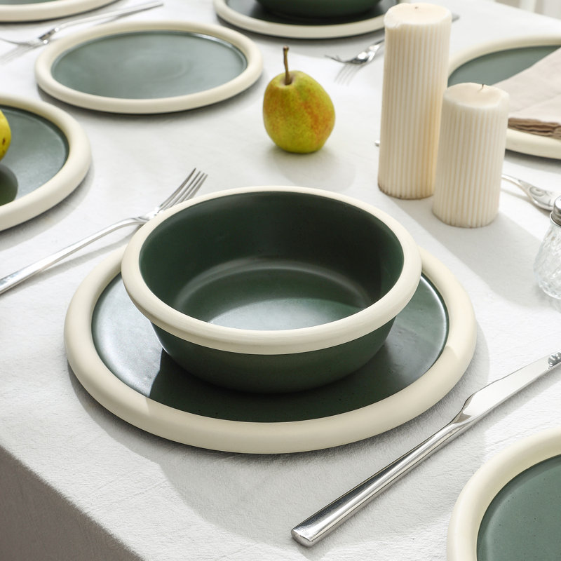 Stone Lain Capri 12-Piece Dinnerware Set Stoneware, Green