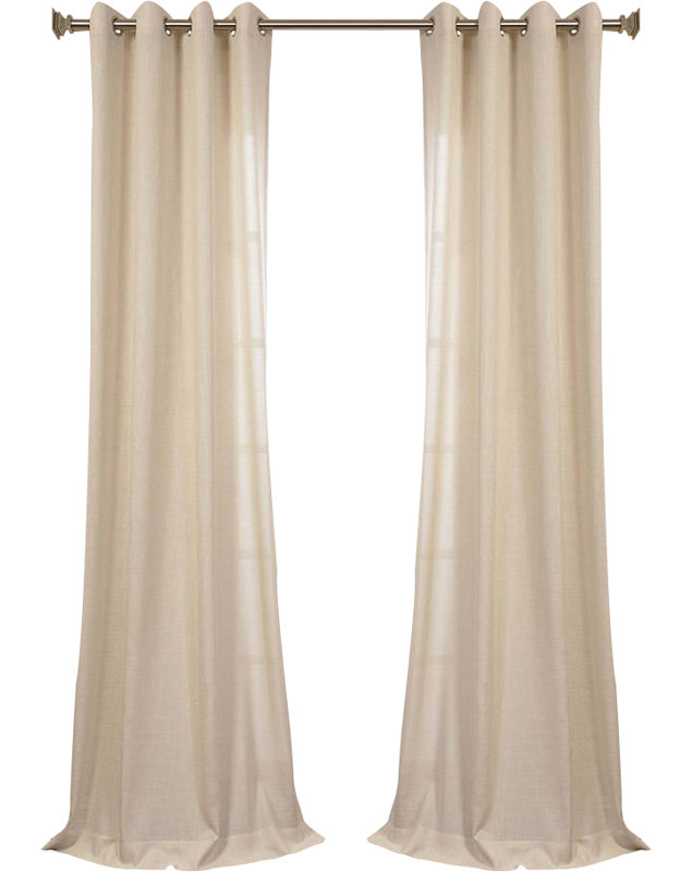 Janesville Linen Blend Semi Sheer Curtain Single Panel, 50" W x 96" L, Sand