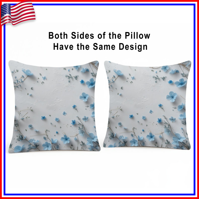 Coussin Blue Flowers, 20 po x 20 po