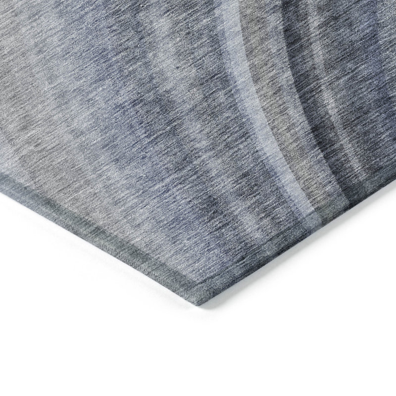 Tapis extérieur lavable abstrait bleu denim et bleu marine 10 pi x 14 pi