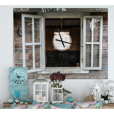 Wooden Walls and Windows - Farmhouse Wall Clock