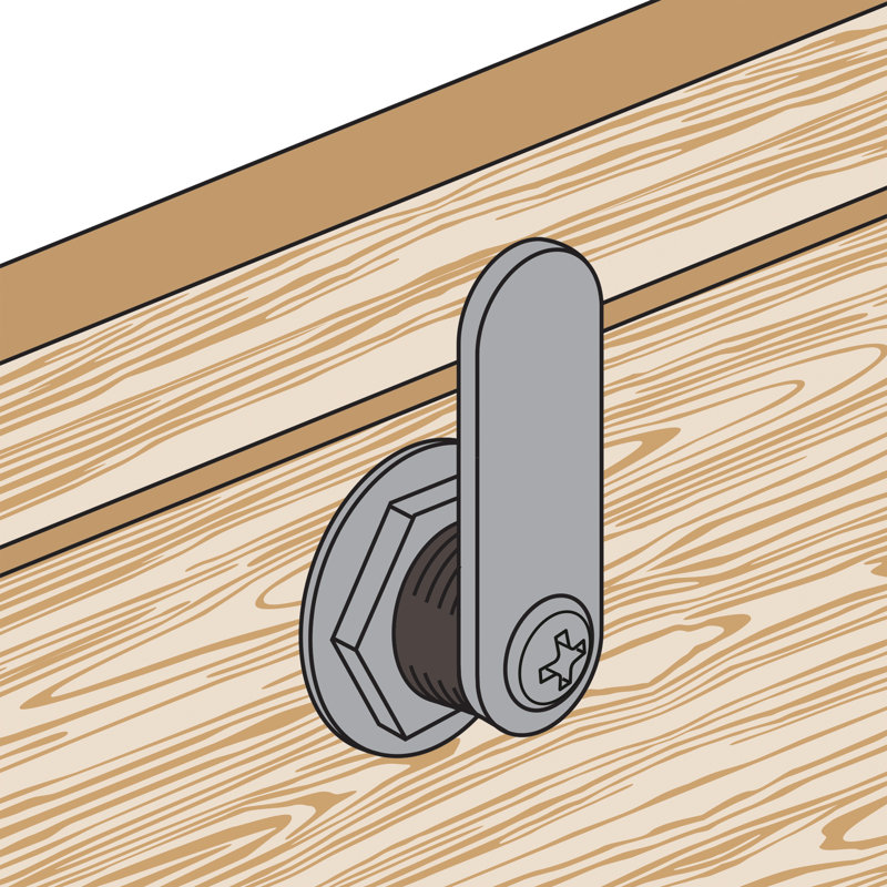 Prime-Line Diecast Drawer and Cabinet Lock, 3 Cams, Trim Collar, 2 Washers, 2 Keys and Fasteners, 5/8 Length for 5/16 Max Panel Thickness, Stainless Steel (Set of 1)