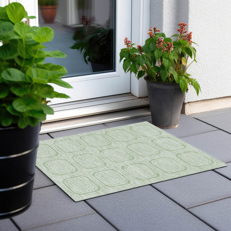 Machine Washable Indoor/Outdoor Claudian ACN1458 Mint Rug
