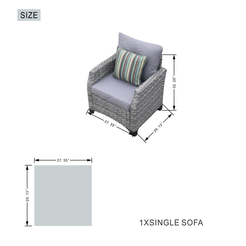 Chaise de patio avec coussin Woodrum