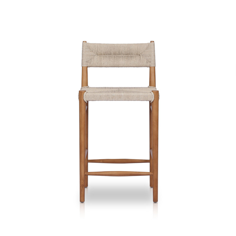 Outdoor Teak Bar Stool, Light Brown, Natural Teak, 26"