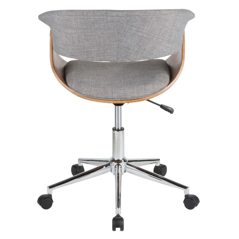 Chaise de bureau en bois de noyer et tissu gris clair