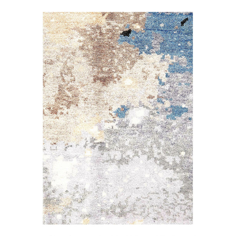Tapis rose / noir en coton / laine à motif abstrait noué à la main 7 pi 11 po x 9 pi 9 po Abstract