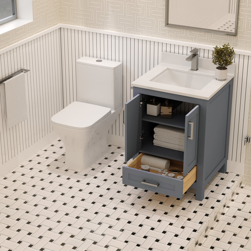 Ensemble de meuble-lavabo simple Rooh, Gris, 24"