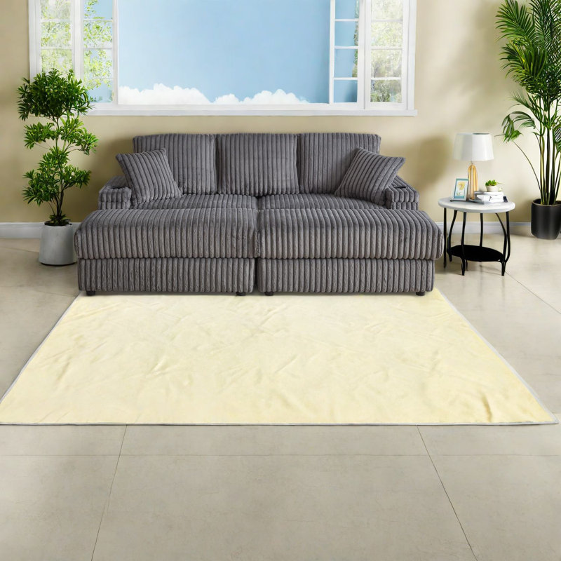Ensemble de canapé confortable en velours côtelé de 84 pouces avec rangement, design moderne pour le salon