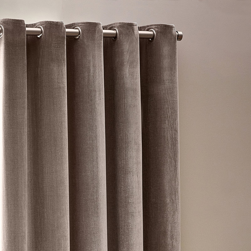 Heavy Chenille Blackout Curtain Panel Pair, Taupe, 168cm Width x 137cm Drop