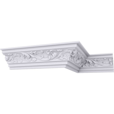 Endurathane Tristan Crown Moulding, 2 3/4"H x 2 3/4"P x 4"F x 94 1/2"L, Factory Primed