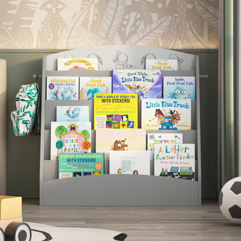 Bibliothèque à 5 niveaux pour enfants, idéale pour la chambre de bébé, la salle de jeux ou la chambre d'enfant., Gris
