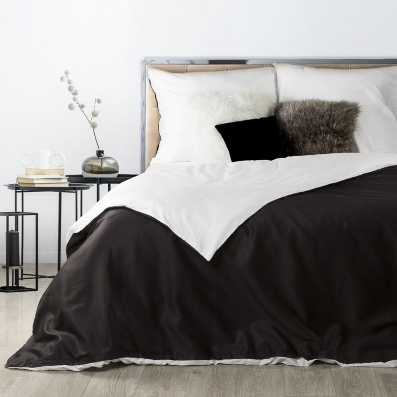 Getta Satin 1 Duvet Cover, 180 x 200cm - 2 Pillowcases (70 x 80 cm), White/Black