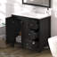 Meuble-lavabo de 35,5 po, noir, lavabo en résine, armoire spacieuse, charnières, surface imperméable, tiroirs de conception américaine, conception à éclaboussures, fabrication en contreplaqué, durabilité