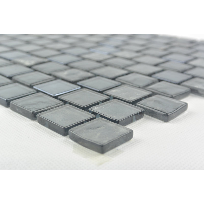 Landscape 1 in. x 1 in. Translucent Glass Plastic Face Mounted Brick Mosaic Designer Pool Tile, Sand