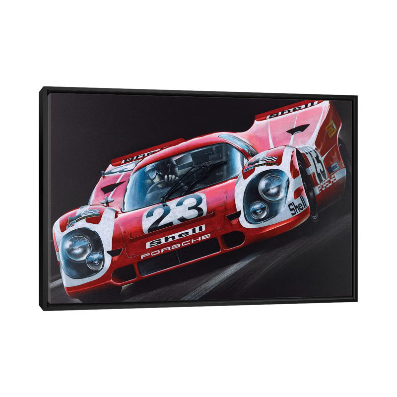 « porsche 917 », impression sur toile, H 18 po x l 26 po x P 1,5 po, Toile avec cadre noir, Pas de tapis