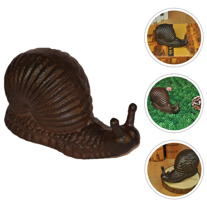 Dark Brown Iron Snail Figurine Tabletop Ornament