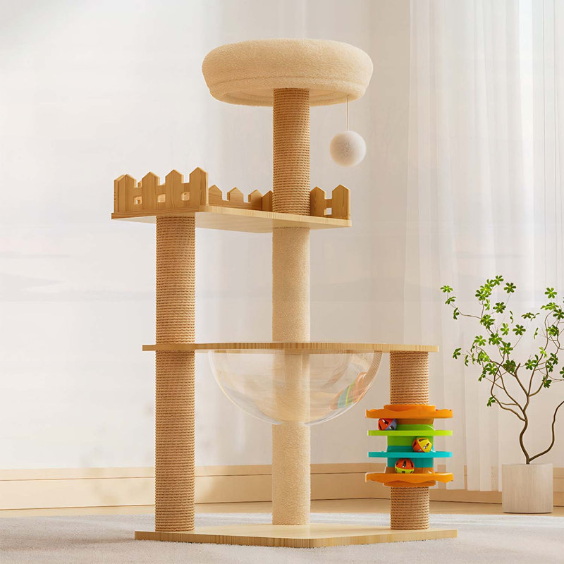 Tour pour chat 39,3 pouces avec poteaux à griffes recouverts de sisal, perchoir supérieur et hamac en acrylique pour chats d'intérieur de toutes tailles