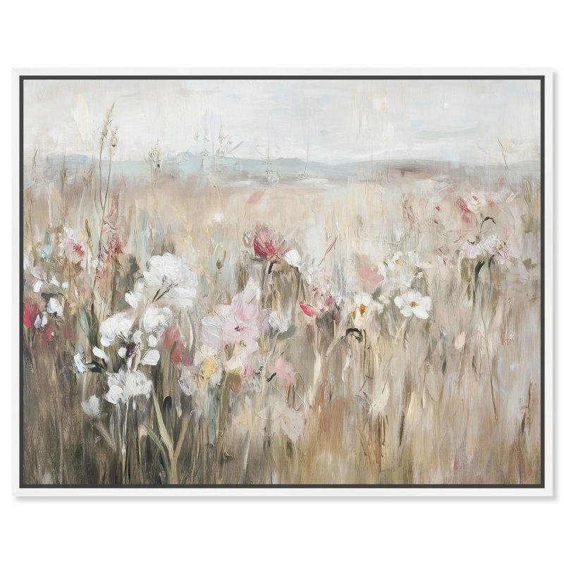 Toile à fleurs Art Remedy, Hazy Hues II, H 37 po x l 46 po, Cadre flottant blanc