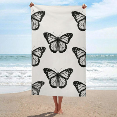 Petite serviette de plage papillon rétro Grande serviette de bain en microfibre de voyage à séchage rapide sans sable, 30 x 60 po, et un sac en toile avec la même serviette de plage imprimée sera offert en cadeau