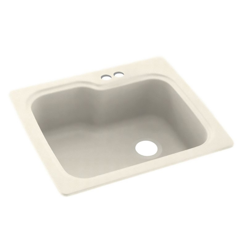 25'' L Mounting / Installation Required Single Bowl Solid Surface Kitchen Sink, White, 2 Hole 2B