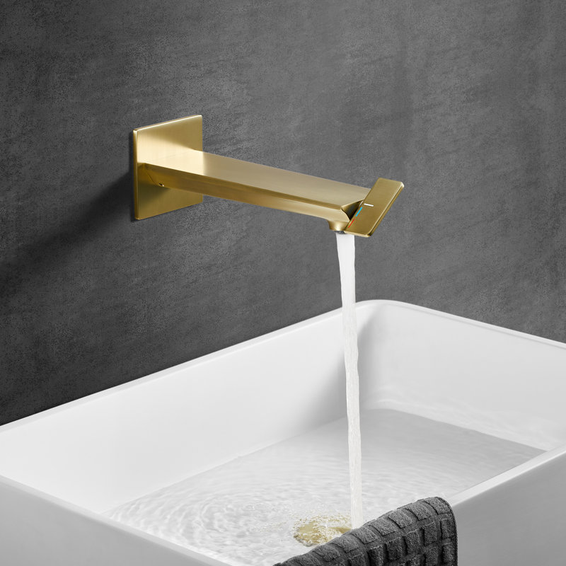 Robinet de salle de bain mural dissimulé, valve brute en laiton incluse, Or