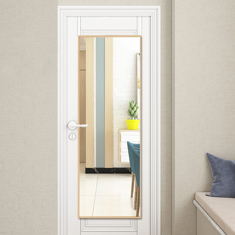 Heulyn Rectangle Metal Frame Over the Door Full Length Mirror, Gold, 78cm x 28cm