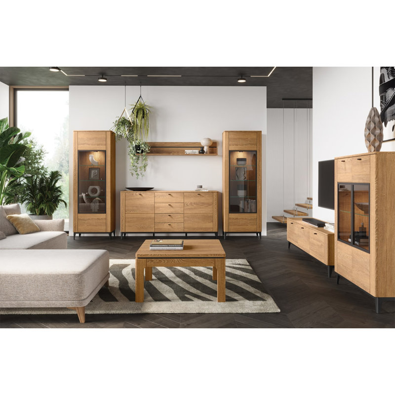 Eastmont Manufactured + Solid Oak Wood 2-Door 4-Drawer Sideboard