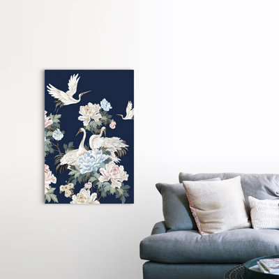 «Pearly White Cranes II» par Eva Watts - reproduction d'art