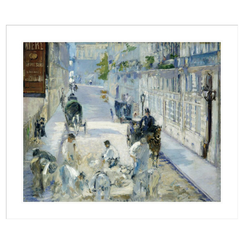 «The Rue Mosnier With Workmen» par Edward Manet, impression giclée encadrée, H 33,5 po x l 39,65 po