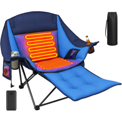 Chaise de camping surdimensionnée avec repose-pieds, chaises longues d'extérieur robustes avec porte-gobelet